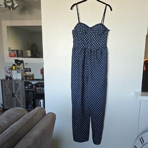 Band of Gypsies Dark Blue Spotted Jumpsuit